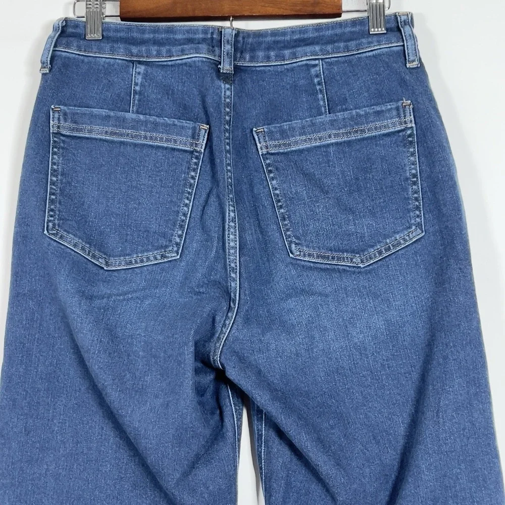 J. Crew High Rise Trouser Jeans Women Sz 28 Blue Wide‎ Leg Stretch